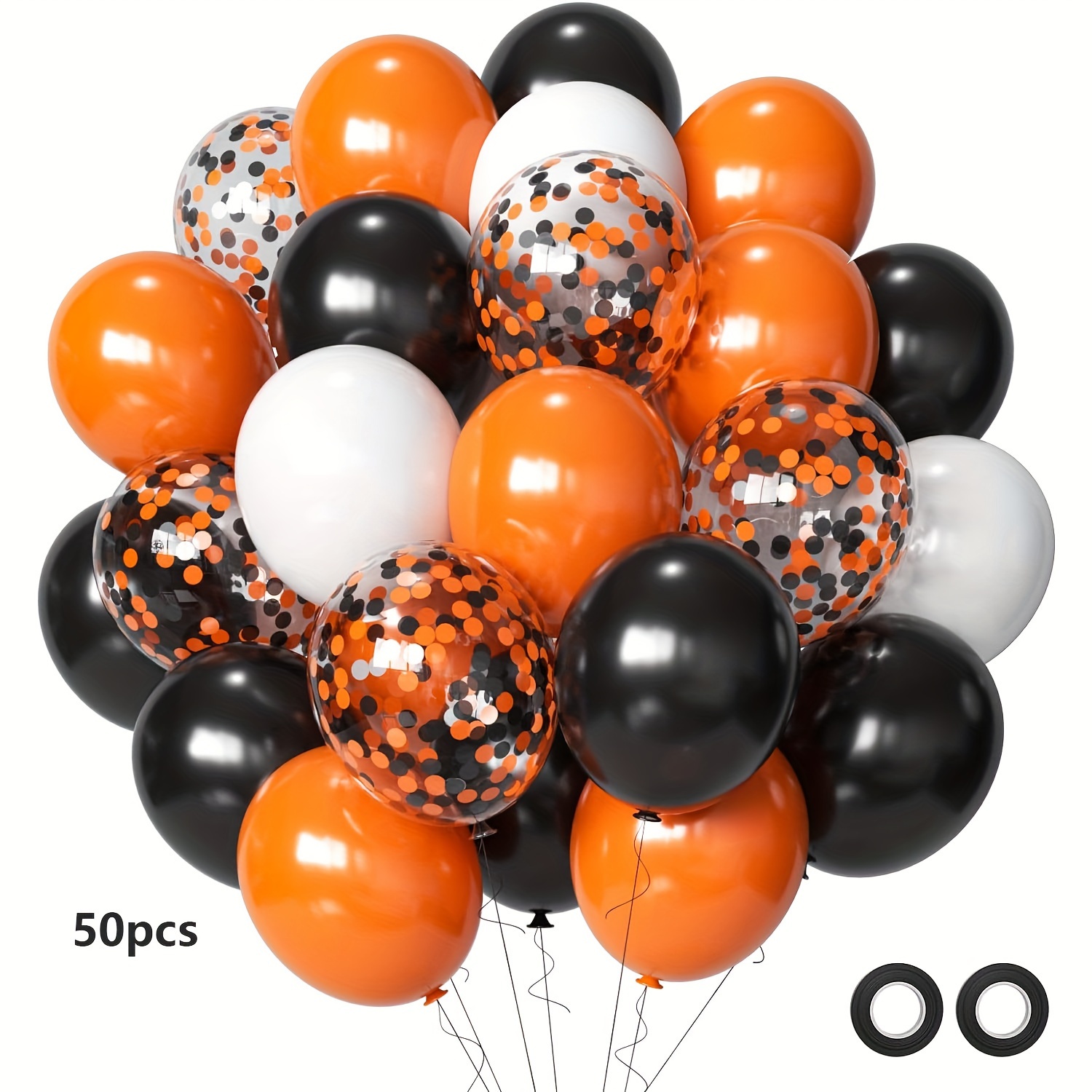 

50pcs Black & Balloons With Confetti - Ideal For , Themes, Anniversaries & Back To School Celebrations