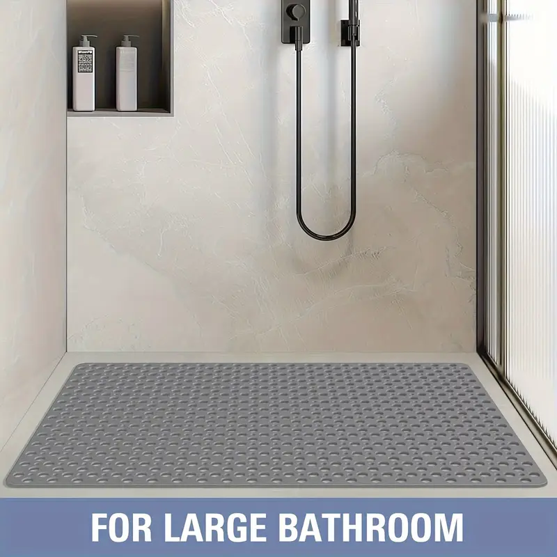 large non slip shower mat round hole design with drainage holes and strong suction cups for grip machine washable bathroom tpe safety pad suitable for showers hotel bathrooms toilets bathtubs Product details 1