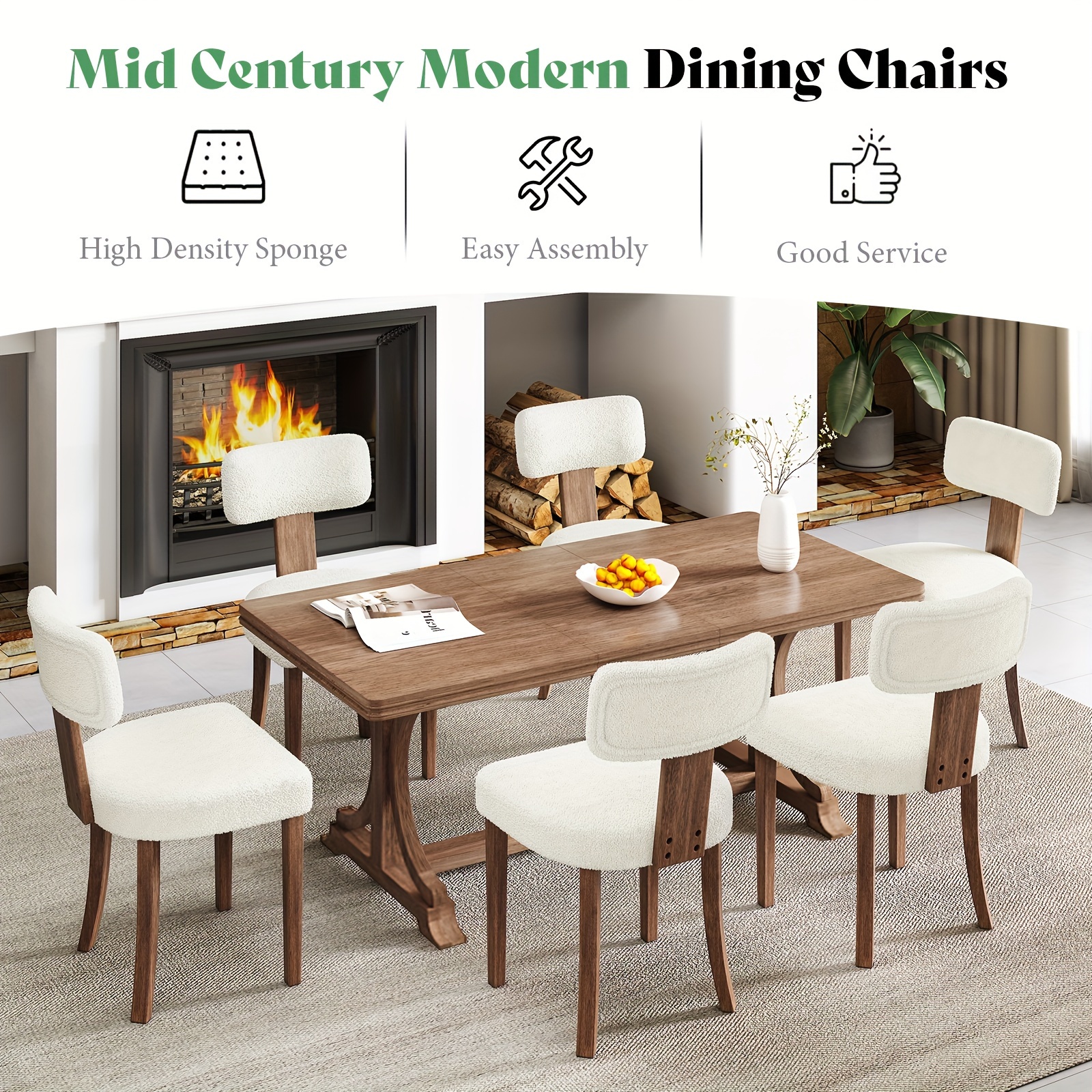 PAPAJET Modern Upholstered Dining Chairs Set of 2 - Linen & Hardwood