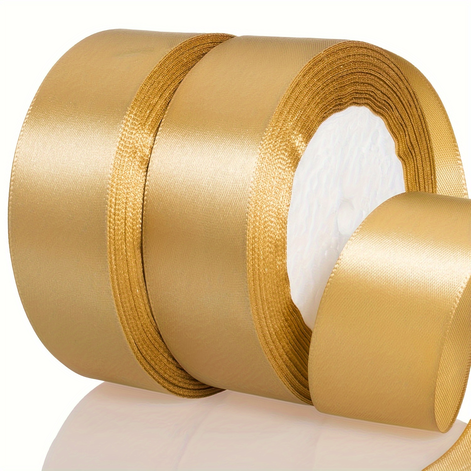 

2 Rolls Of Satin Ribbon, 25 Yards/ 1.5 Inch Solid Fabric Ribbon, Perfect For Gift Wrapping, Bouquets, Weddings, And Home Decor