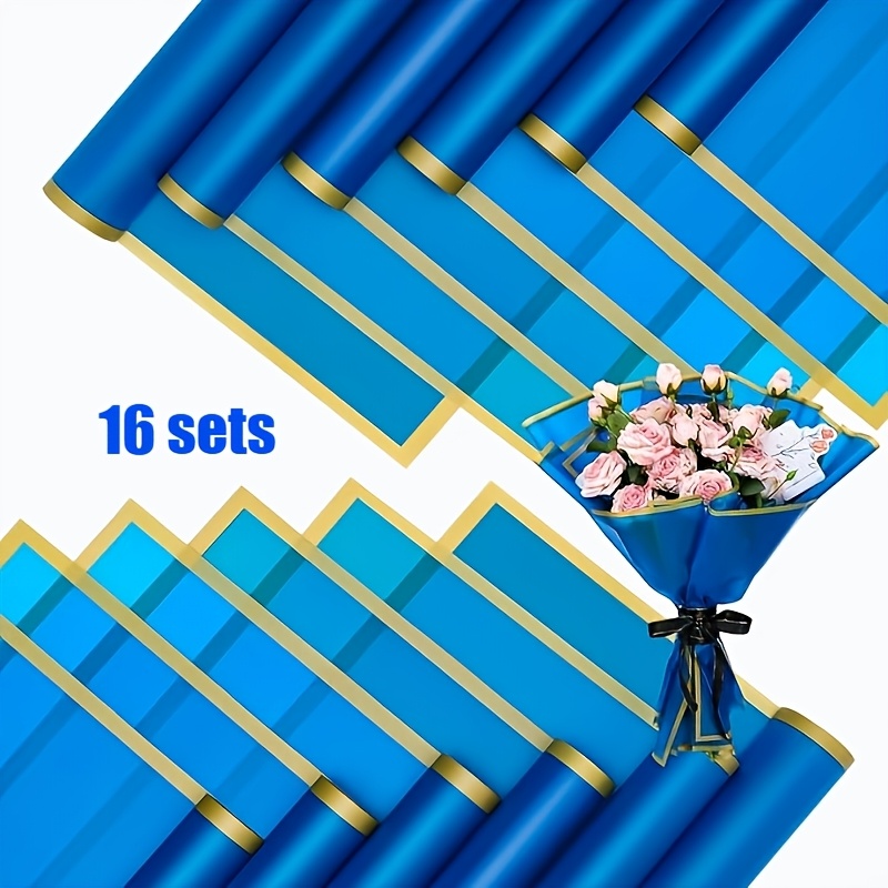 TEMU Blue Bouquet Wrapping Paper, Graduation Gift Waterproof Flower Wrapping Paper Flower Shop Supplies Wrapping Mother's Day Wedding Birthday Party