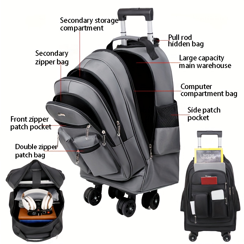 Large Capacity Retractable Trolley Luggage with Detachable Wheels - Heavy-Duty Soft Shell Suitcase, 22-Inch Travel Carry-On with 360° Swivel Wheels