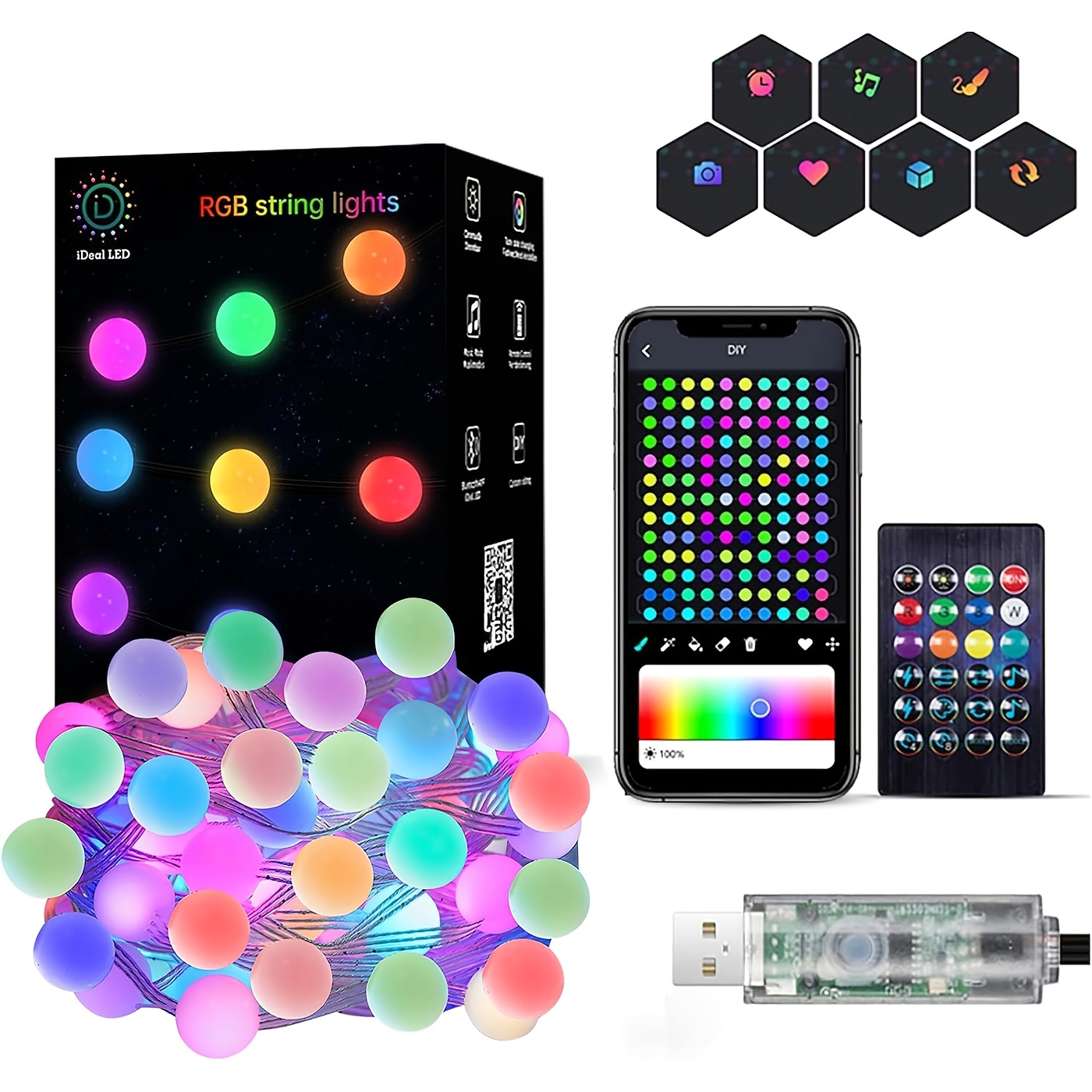 TEMU Color Changing Star String Lights 66 Led (16 Million Color).10m/33feet. Clear Wire. Usb-c Powered. Diy, Music Sync, Twinkle For Bedroom Outdoor