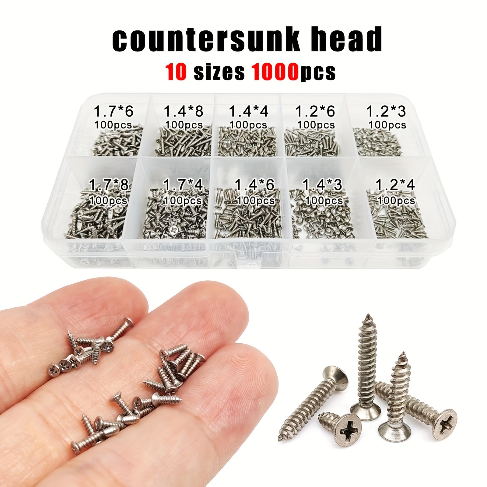 Image of 1000pcs/box Mini Micro Small Tapping Screw Set Kit For Toy Car Electronic Products Glasses Phone M1.2 M1.4 M1.7 304 A2-70 Stainless Steel