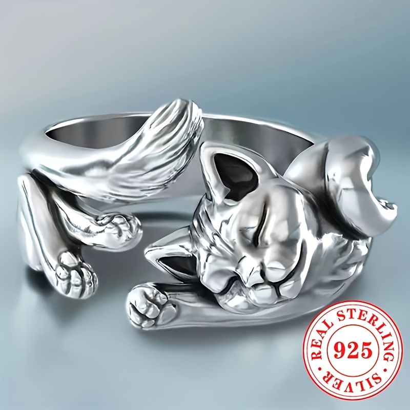 925 Sterling Silver Adjustable Ring - Vintage Cute For Women - Wear For Halloween Party And Banquet Accessory