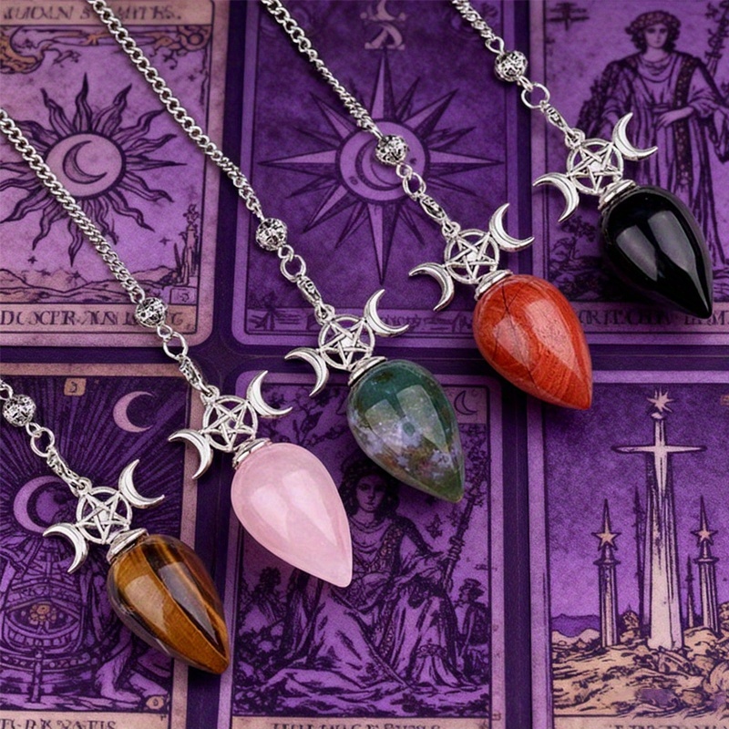 5pcs Three-Phase Moon Waterdrop Crystal Pendulum Set