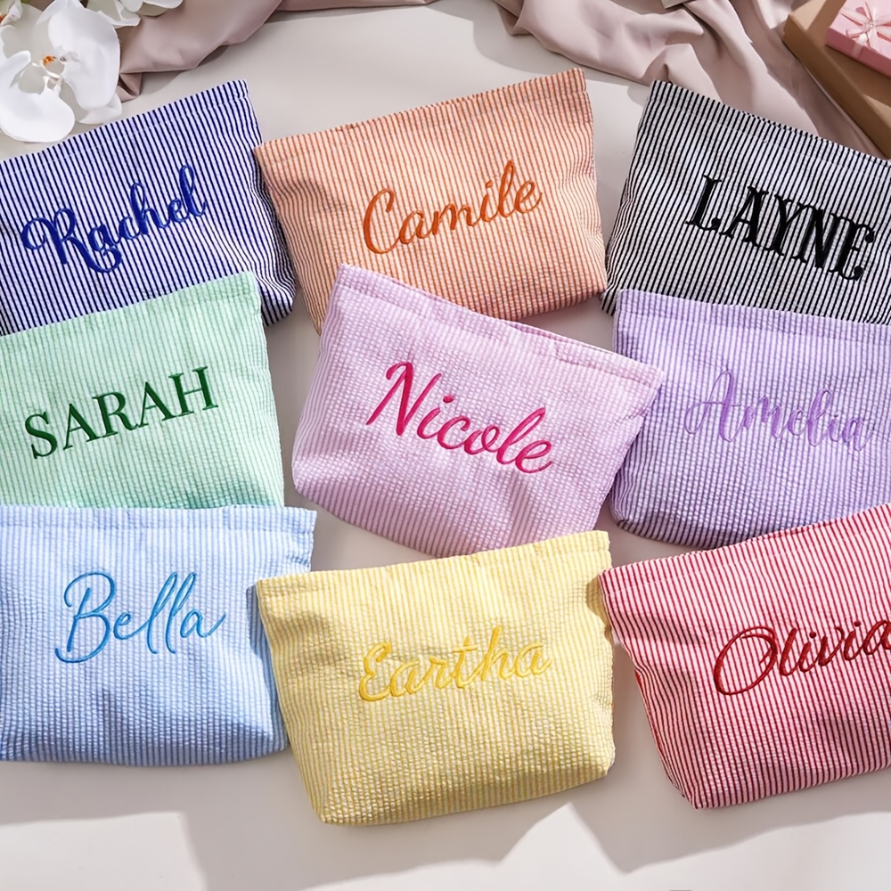 TEMU Trousse da Trucco Personalizzata con Stampa di Lettere, Pochette da Trucco da d' Personalizzata, Organizer da Viaggio per Cosmetici, Borsa da