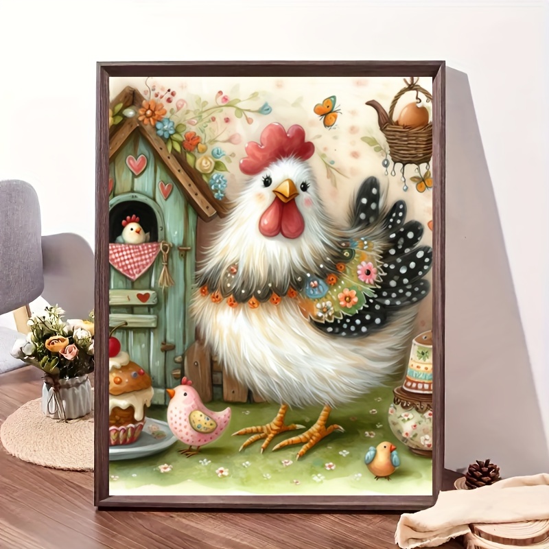 

Diy 5d Diamond Painting Kit - Charming Hen & Chicks Design, Canvas Art For Home Decor, Wall Hanging Or Tabletop Display, Gift, 7.87x11.8 Inches