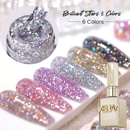 glitter nail art 6 colors 15ml gel nail polish soaking led nail gel salon female nail art tools fashion nail designs