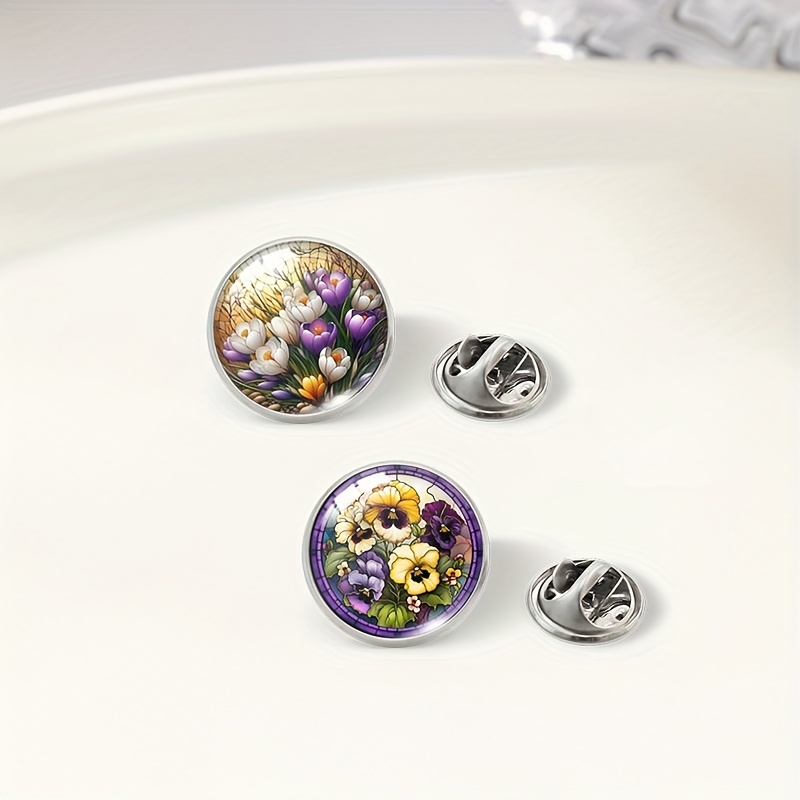 TEMU 1pc/ 2pcs Pansy Flower Bouquet Pattern Men's Collar Pin Jewelry Accessory