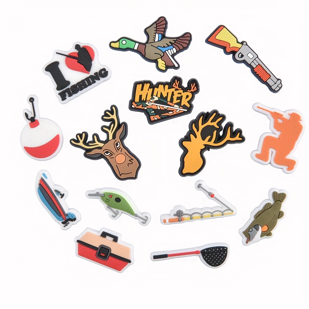 TEMU Hunter Shoes Charms For Men - -themed Shoe Accessories For Dad, - Durable Plastic Decorations With Vibrant Colors - Christmas, , Birthday Gifts, Charm Designs, Quality Pin Accessories