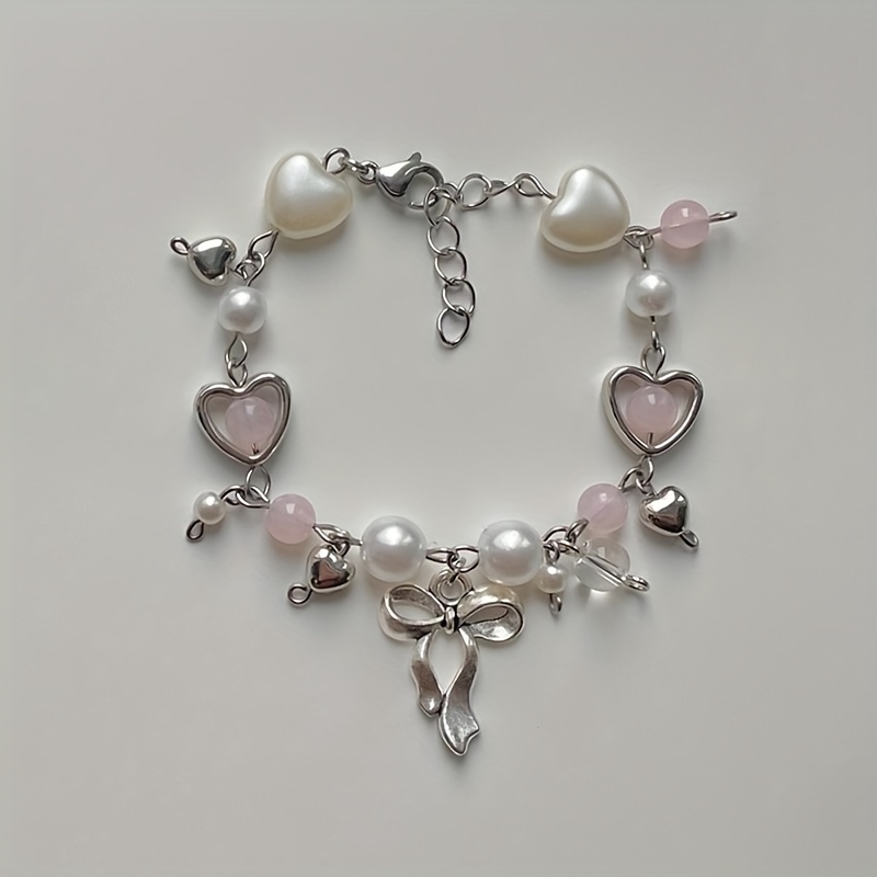 2pcs Cute Sweetheart Bow Bracelet Set, Friendship Gift