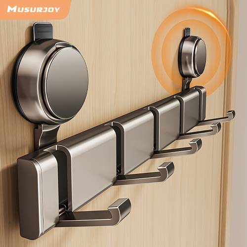 1pc over the door suction cup hook no drill wall mounted with 3 4 5 6 hooks concealed design strong load bearing capacity gray suitable for towels keys bags umbrellas etc the storage gift