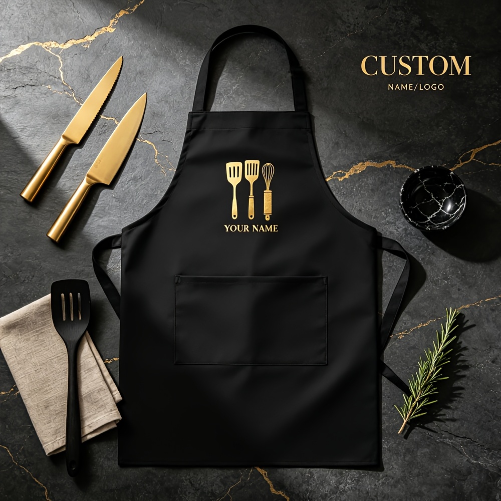 TEMU Custom Apron With Personalized Text - , Your Style Personalized Chef Apron, Custom Kitchen Essential And Cooking Accessory, Unique Apron For Men