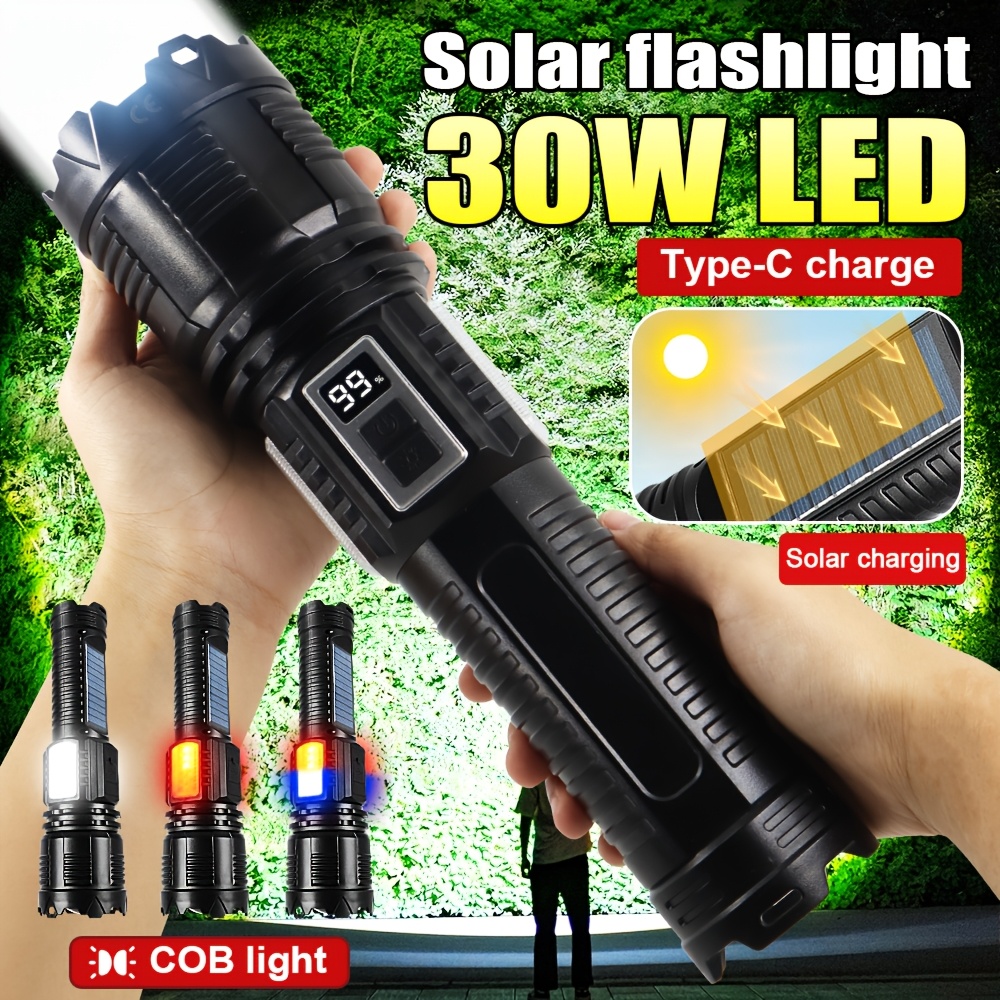 7 led solar power flashlight ni-mh rechargeable solar power flashlight