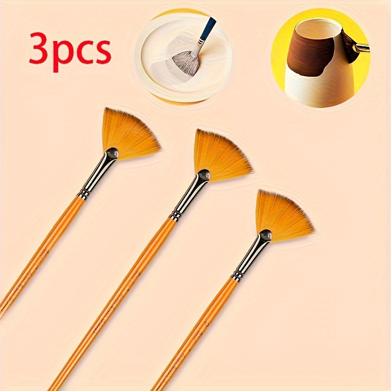 

3pcs/set Pottery Soft Hair Fan-shaped Brush Absorption Diy Ceramic Large-area Coloring Brush Glaze Hydration Tool