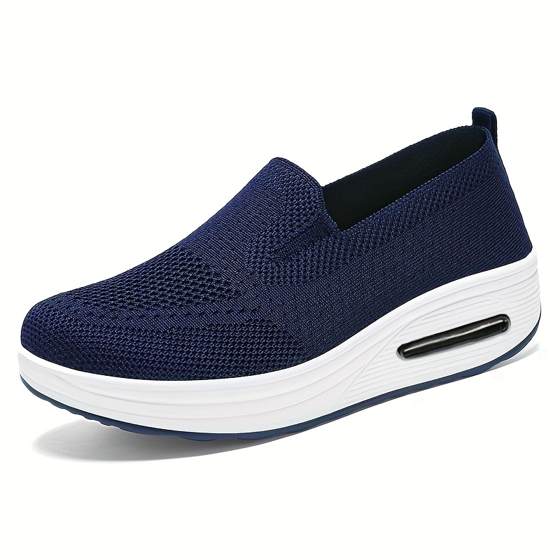 Women'S Slip-On Casual Sneakers Breathable Mesh Fabric, Lightweight PVC  Sole, Round Toe, Low-* Shoes (* in Blac