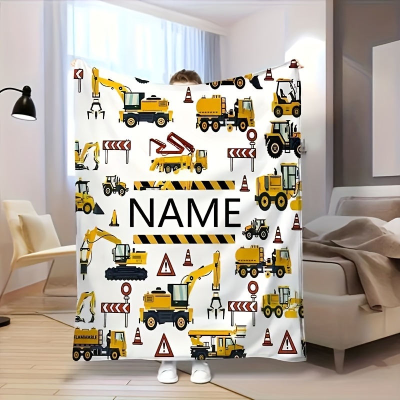 

Customizable Excavator & Construction Vehicle Flannel Blanket - Soft, Cozy, Throw For Couch, Bed, Office, And Outdoor Use - Perfect Gift For Birthdays, Valentine's Day, And More