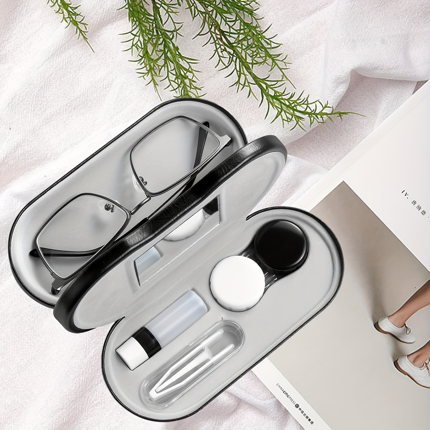 

Étui À Lunettes Double En Cuir, Étui À Lunettes Polyvalent Avec Miroir, Idéal Pour Les Voyages, La Maison Et Le Rangement !