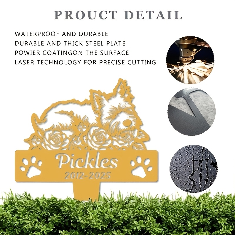 TEMU 1pc Customizable West Highland Memorial Plaque, In /golden Colors, Multiple Sizes From 8-28 Inches. Features A Lying Silhouette Of A With