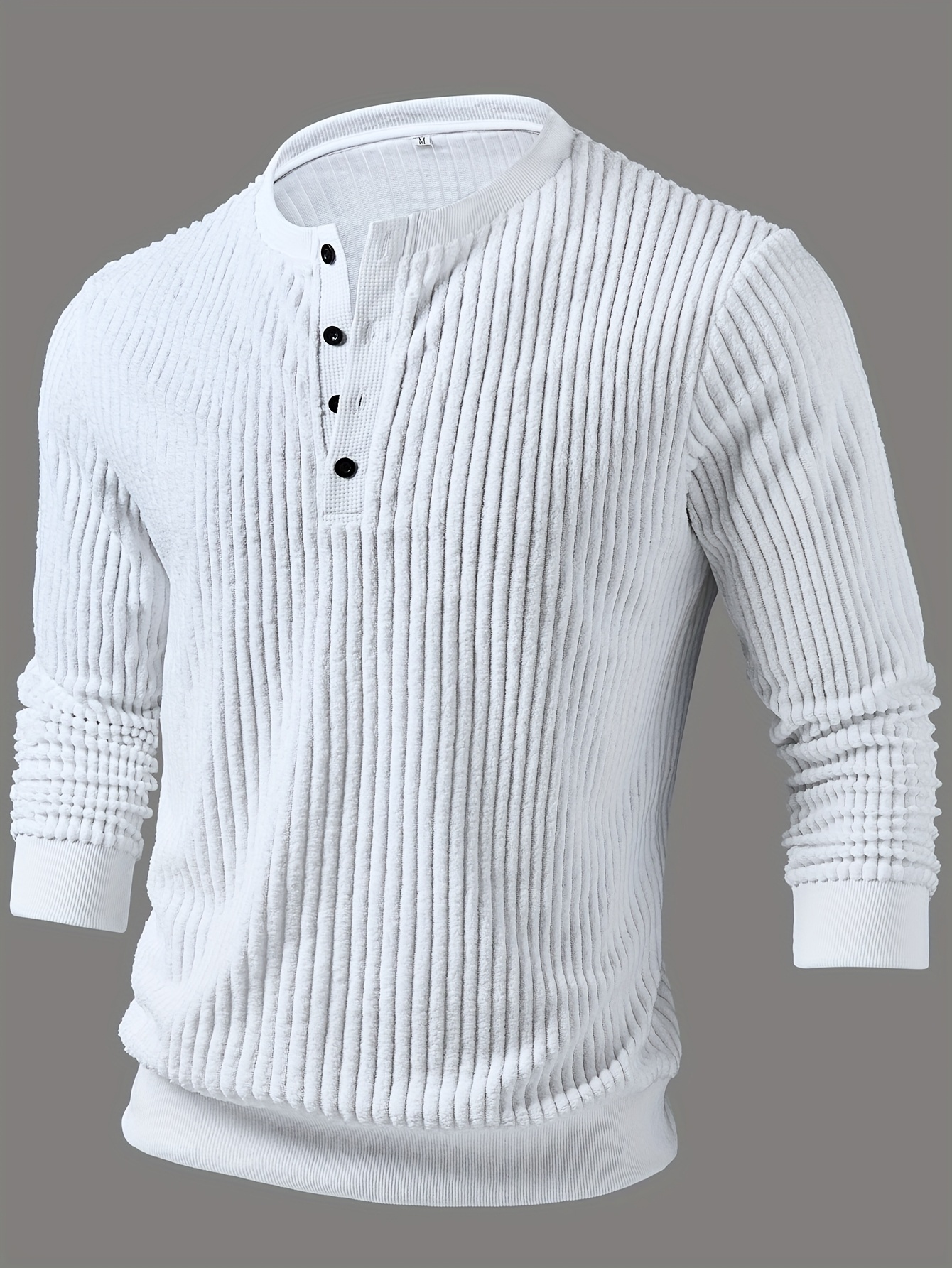 [ROYALBOY] Presents a New Spring Collection Featuring a Stylish And Casual Long-Sleeve Henley Shirt for Men. It Has a Half-Button Placket And a Vintage Button Design