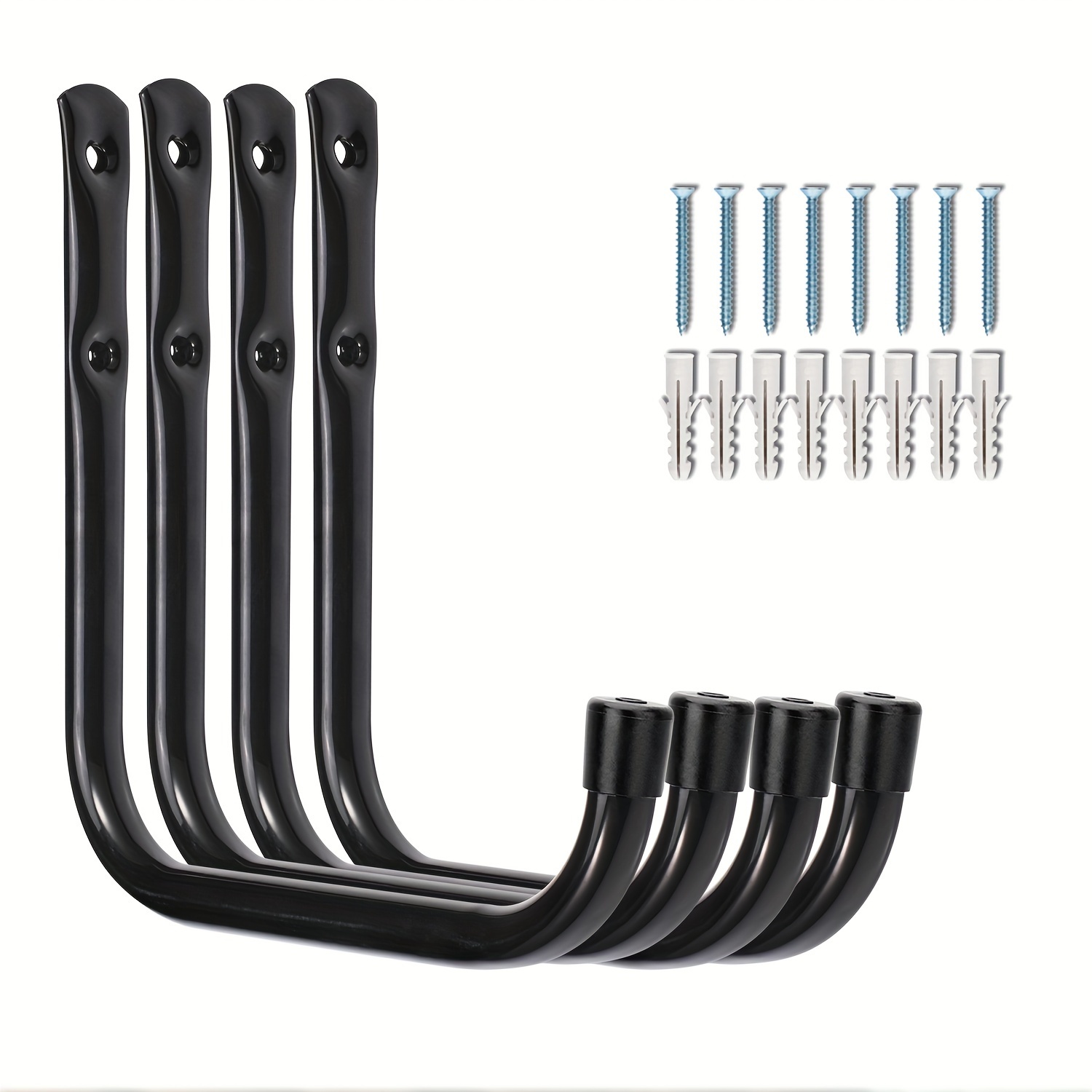 

4pcs Heavy-duty Metal Wall Hooks For Garage Organization - , Powder-coated , Ideal For Bikes, Garden Tools & Equipment Storage