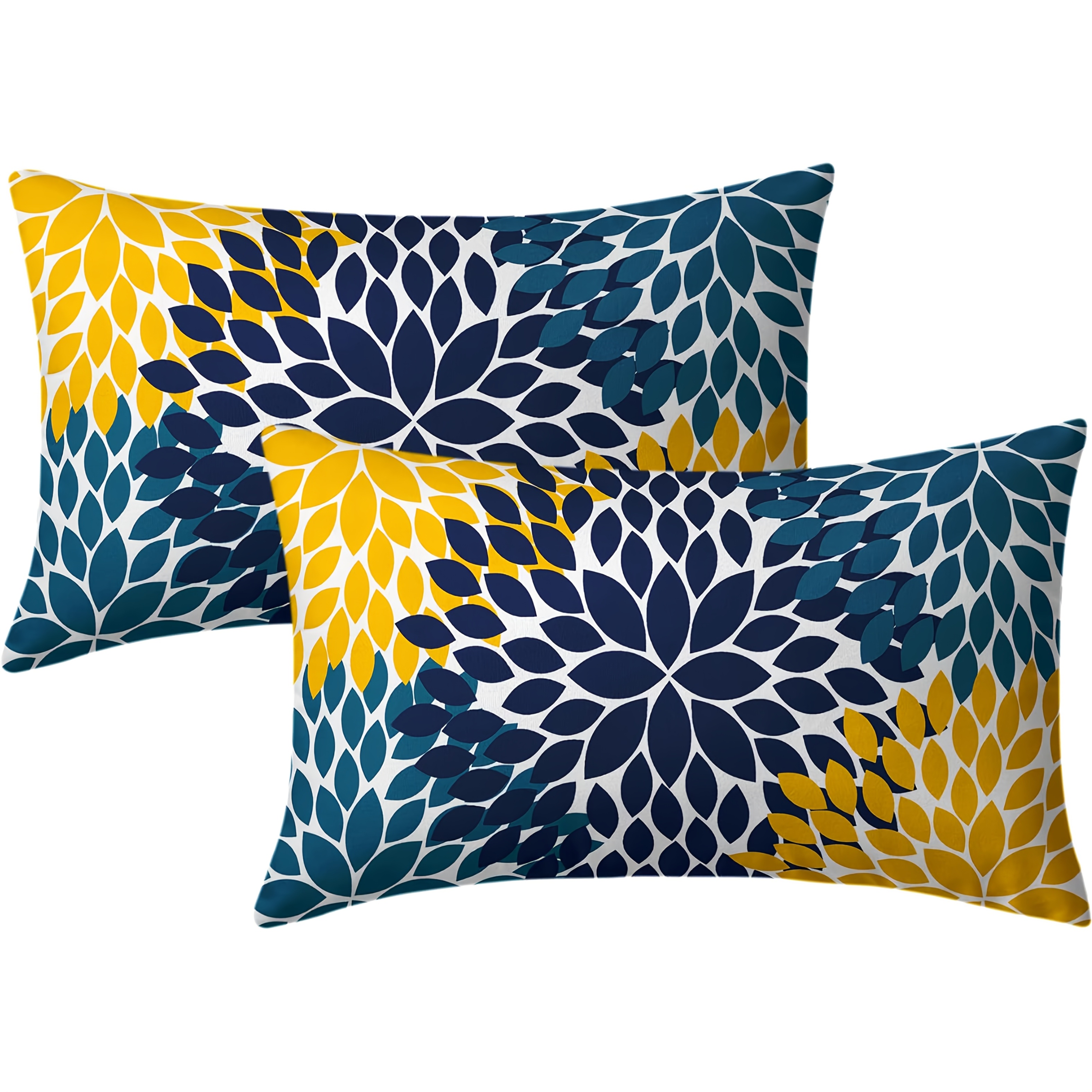 TEMU A Set Of 2 Pillow Covers In Navy Blue And Yellow, Featuring A And Yellow Sunflower Pattern, Perfect For A Style In Country Decor. Ideal For Use
