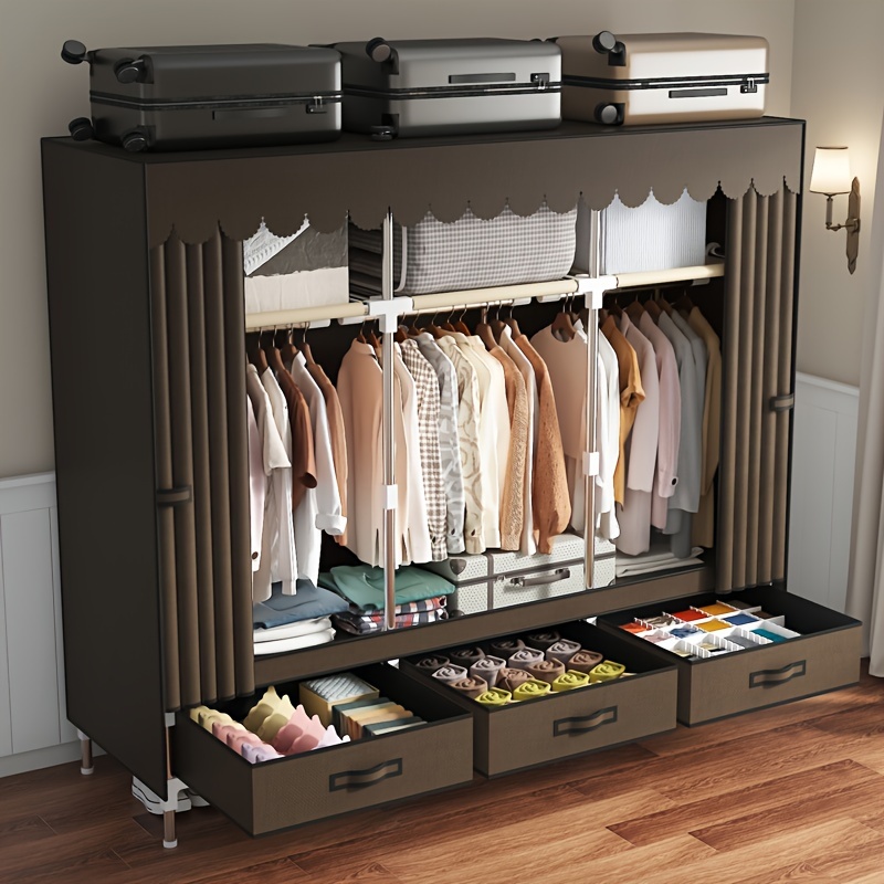 Canvas wardrobe with shelves discount