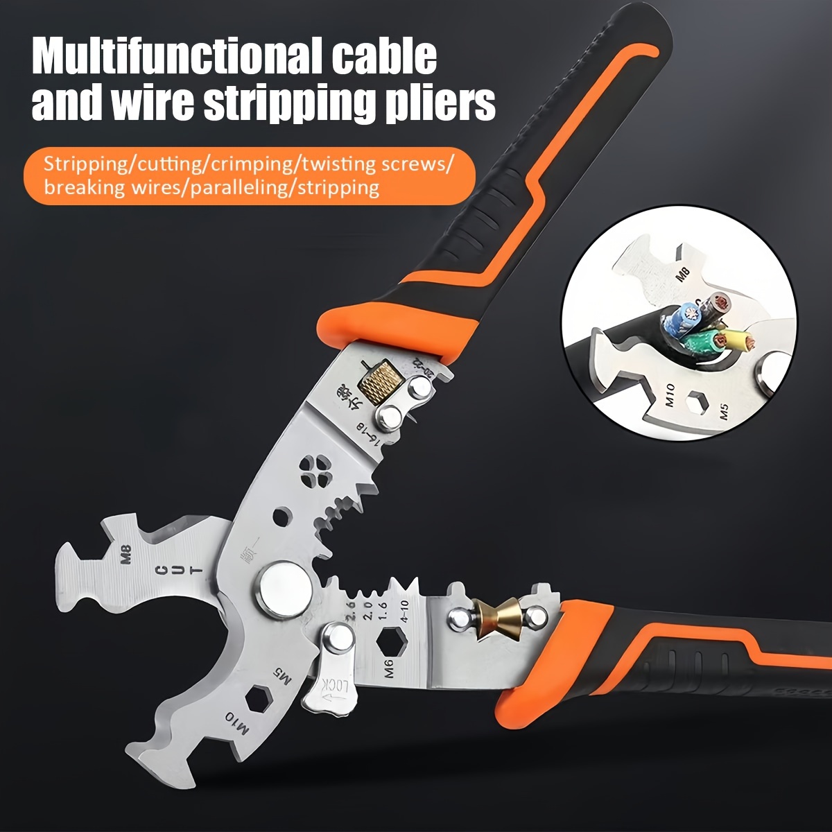 

Multi-functional Cable Stripping Pliers: Adjustable Blades For Wires, Hexagonal Wrench With Added Force Design, Suitable For Home, Electrical, And Industrial Use