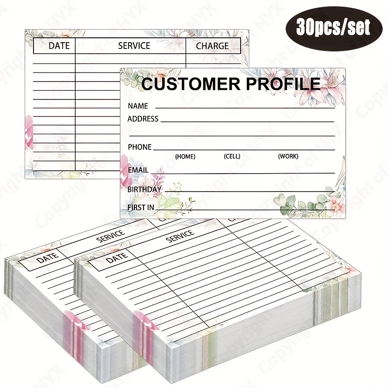 TEMU 30 Customer Information Cards, 6x4 Inches, , Small Business Client Information Sheets, Binder Inserts, Stylist Cards, Client Contact Information