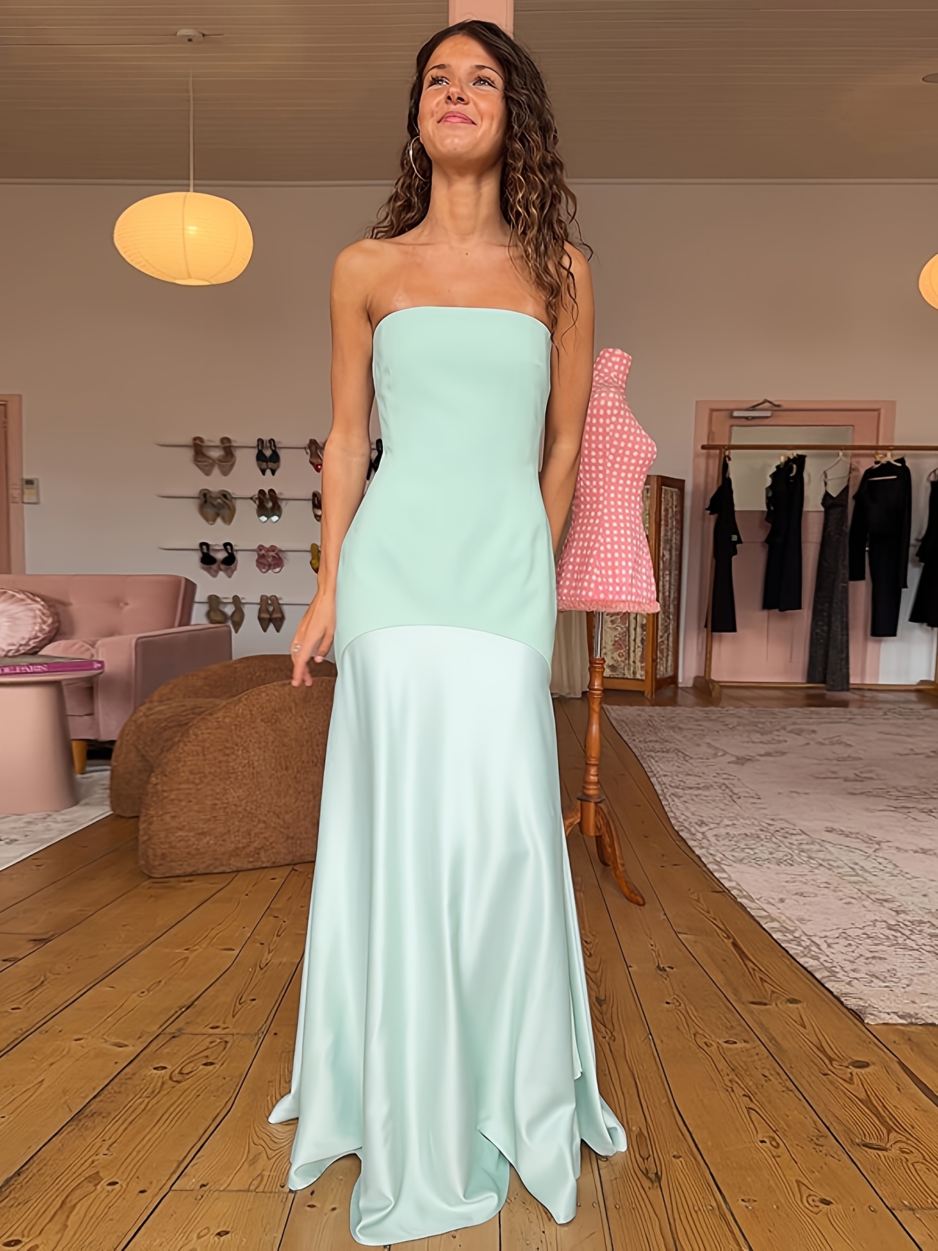 mint green formal dress sold on Temu United States