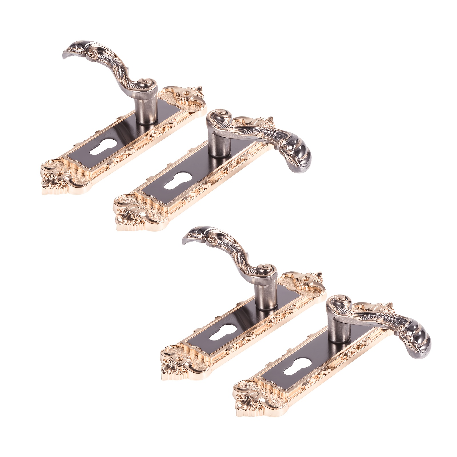TEMU European- Door Lock Set With Lever Handle, Key, Screws. Elegant Golden & For Bedroom, Bathroom, Hotel, Basement, Front Door, Kitchen. Bathroom