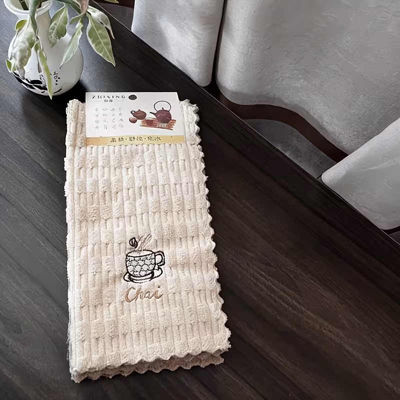 set of embroidered dish cloths quick drying cleaning rags thickened and enlarged kitchen towels soft and breathable suitable for bathroom towels car polishing pads and washing glass reusable square towels assorted styles Product details 4