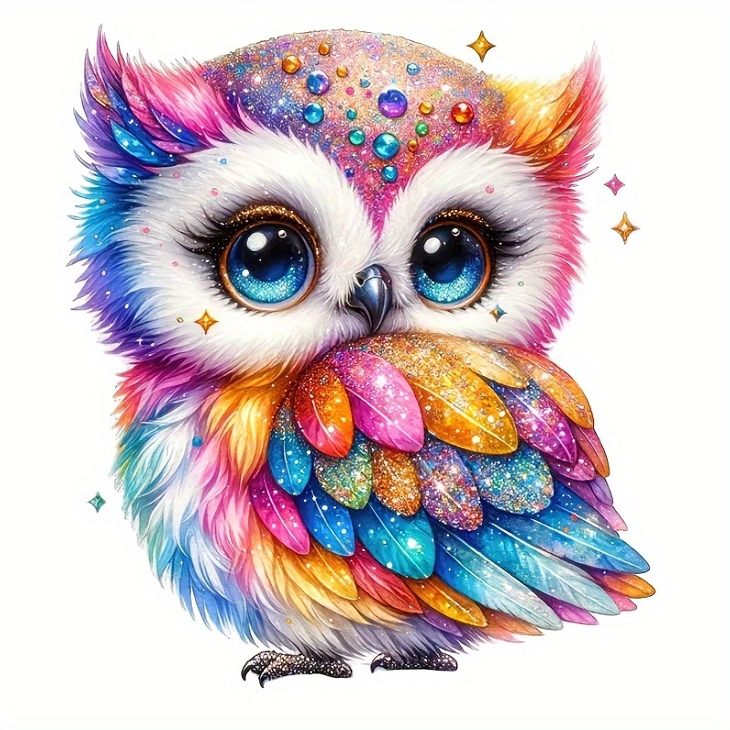 E-shop 2D Flach 1/3 Stück Wärmeübertragungsfolie - Bunte Eule HLL001 Kleine Größe Klebe-Druck Buchstabenmuster DIY Design Basteln Bügel-T-Shirt Jacke