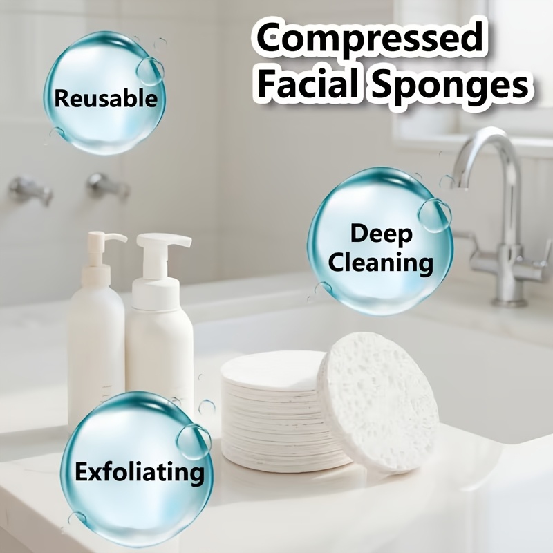 9pcs Natural Compressed Facial Sponges for Cleansing and Exfoliation
