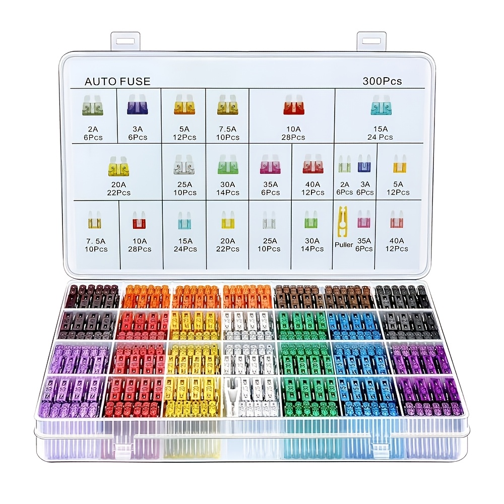TEMU 300pcs Car Fuse Assortment Kit, 150 Mini Blade Fuses Automotive 150 Standard Auto Fuses 1 Puller For Car/rv/truck/motorcycle(2amp 3a 5a 7.5a 10a