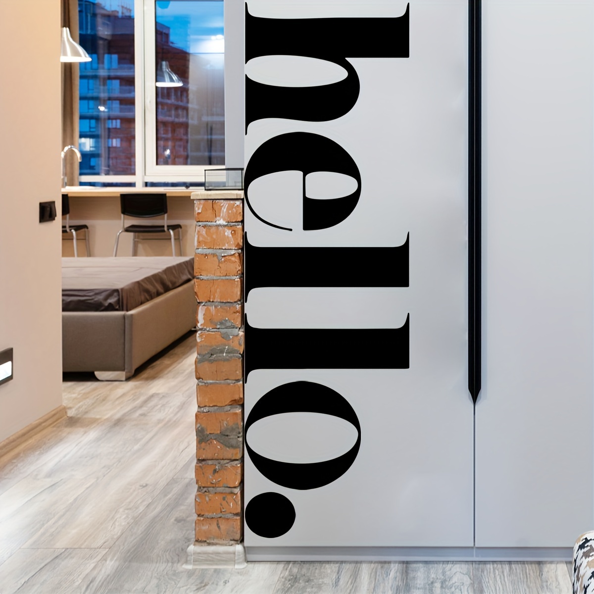 

Hello" Contemporary Pvc Wall Decal - Self-adhesive, Perfect For Home & Room Decor, Doors, And Cabinets