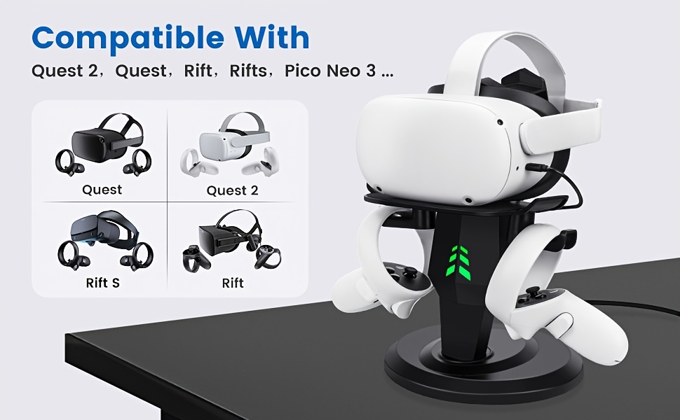 Meta Headset Charging Dock,VR Charging Stand With LED Lights For