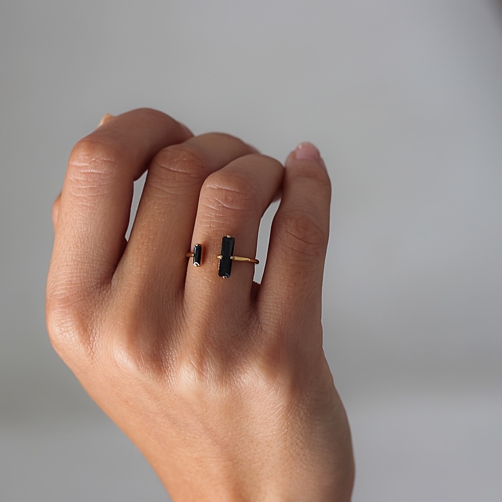 Natural Agate Open Ring Minimalist Retro Ring