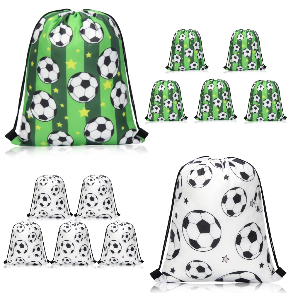 

12pcs Soccer Drawstring Backpacks, Polyester, Sports Theme, For Football Themed Celebrations, With Party Favors For Birthday, Wedding, Bachelor Party, Christmas, Halloween, Easter, Thanksgiving