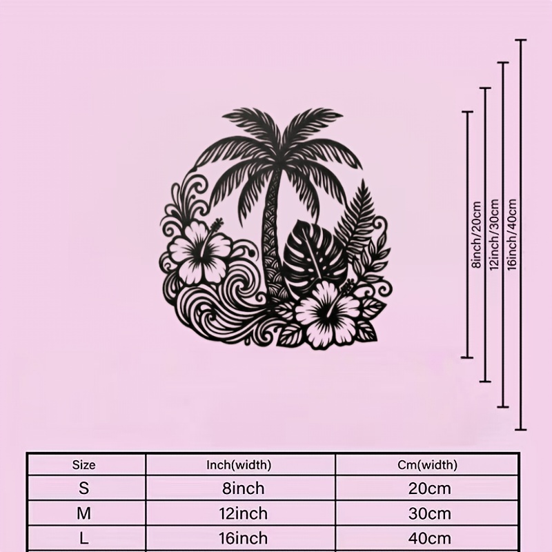 TEMU Tree Metal Wall Art, Decor, Coastal Metal Sign, Outdoor Indoor Decoration, Tropical Home Gift, Suitable For Courtyard, Balcony, Seaside B&b,
