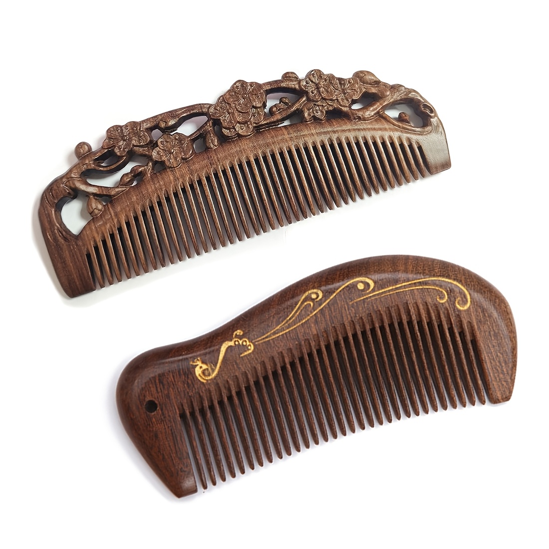 

Peigne Sculpté en Bois de - Bois Naturel, Fines pour Tous Types de Cheveux - Outil de Coiffure Portable & Massage du Cuir pour la Beauté et les Soins Personnels