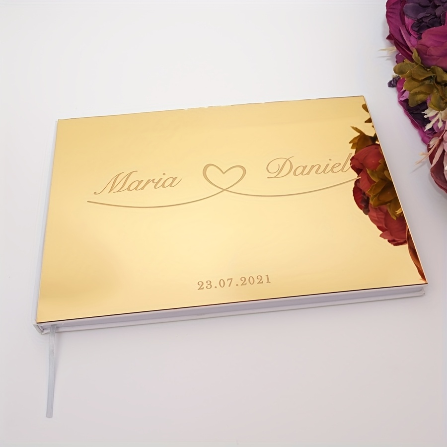 TEMU Custom Mirror Cover Horizontal Guest Book X078, Personalized Acrylic Mirror Cover, 25*18cm (10in*7in), , Wedding Guest Book, Custom Photo Album,