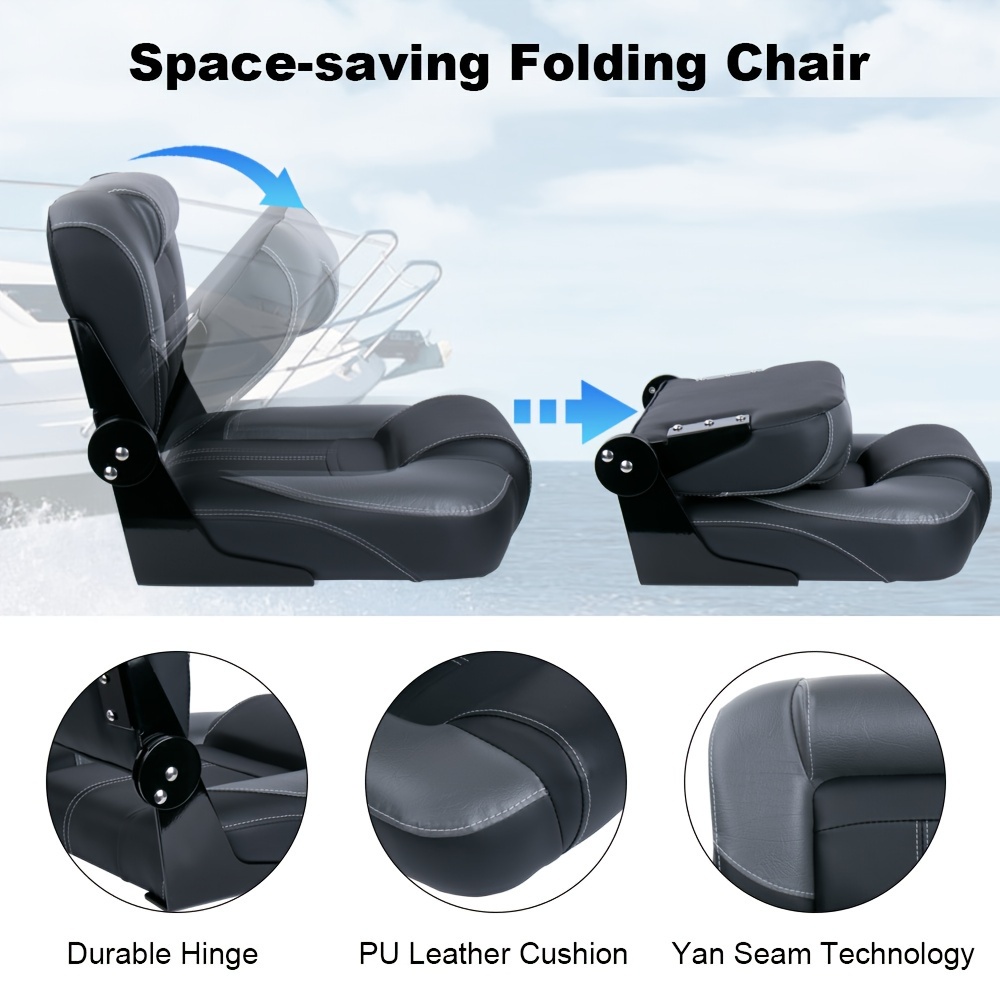Folding Low Back Boat Seat, Padded Fishing Chair