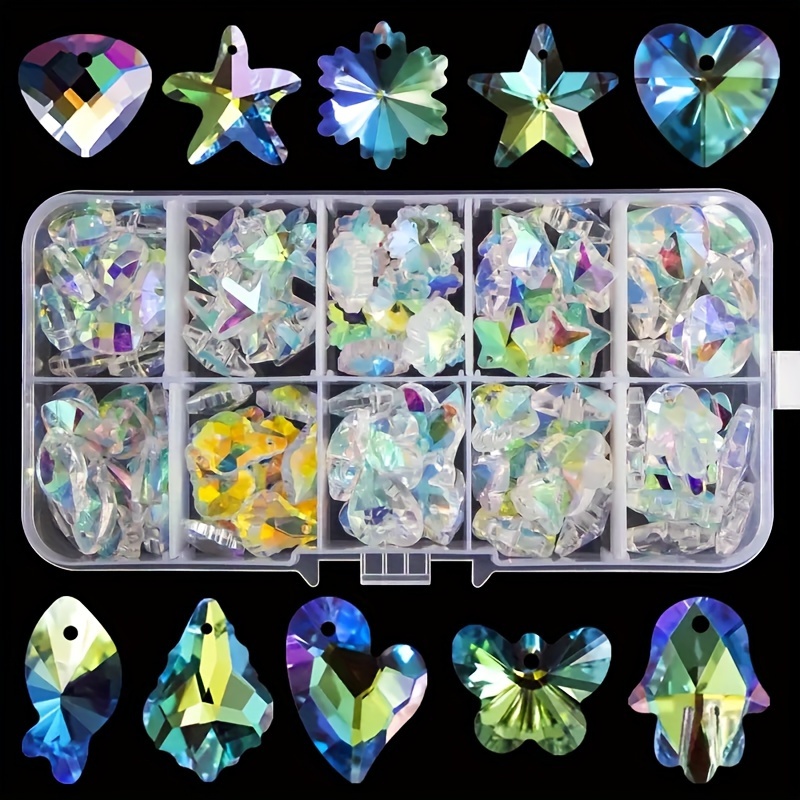 

Pieces Set - 9-14mm Heart, Maple Leaf, Butterfly, And Starfish Pendants - Iridescent Glass Beads For Indoor/outdoor Decorations - Home, Garden, Office, Wedding, And Party