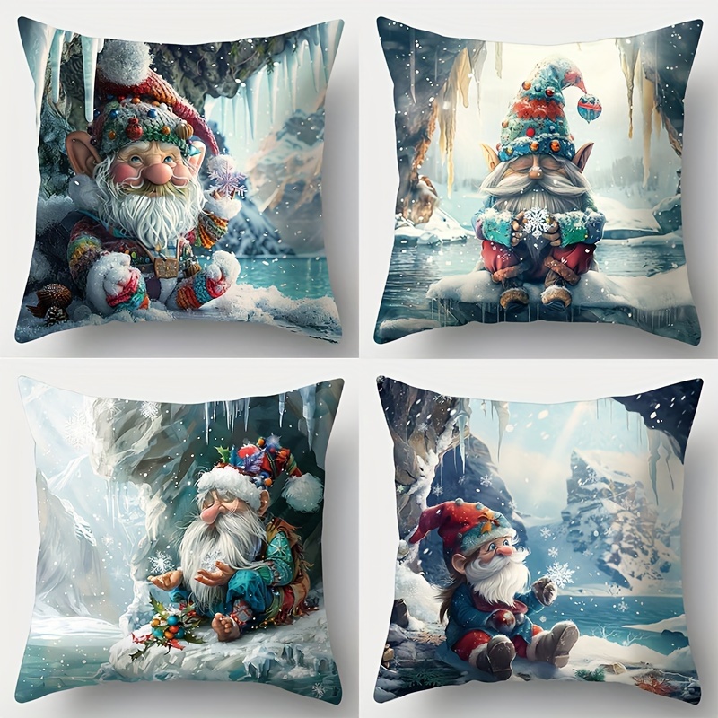 

4pcs, Christmas, New Christmas Dwarf, , Pattern Pillowcase, Waist, 17.72 X 17.72 , Suitable For Decoration, Decoration, Living Decoration, Sofa Decoration, No