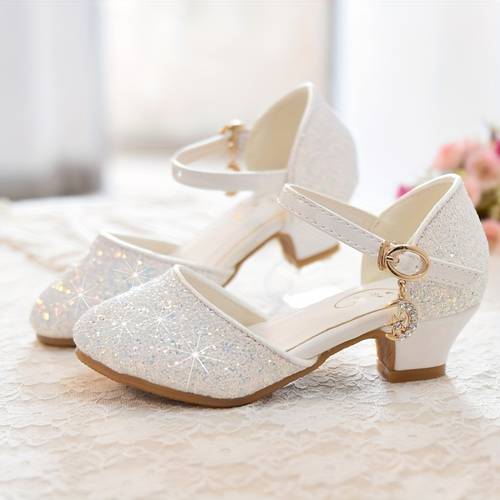 prinsessenschoenen voor kleine meisjes; kinderhoge ; kristalschoenen voor kleine meisjes; zachte schoenen voor middel en kinderen; optredenschoenen voor studenten met pailletten