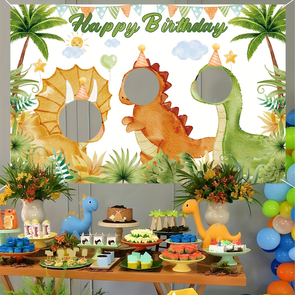 

1pc Dinosaur Party Backdrop, Polyester Photo Booth Banner, Multipurpose Theme Decoration, No Electricity Needed, For All