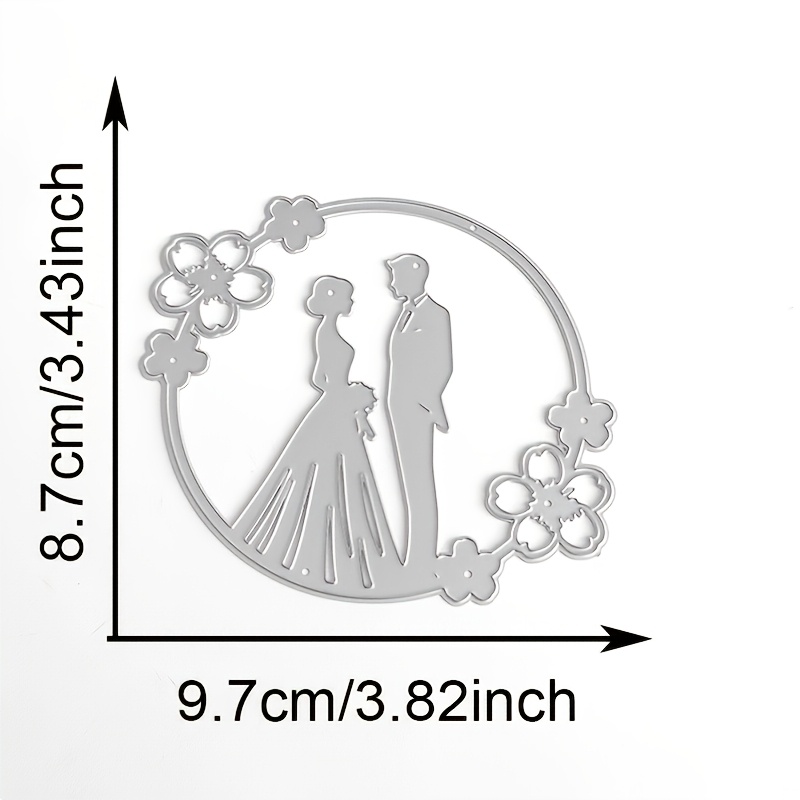 TEMU 1pc Floral Wedding Couple Metal Cutting Dies Stencils For Scrapbooking Photo Album Decorative Embossing Paper Cards
