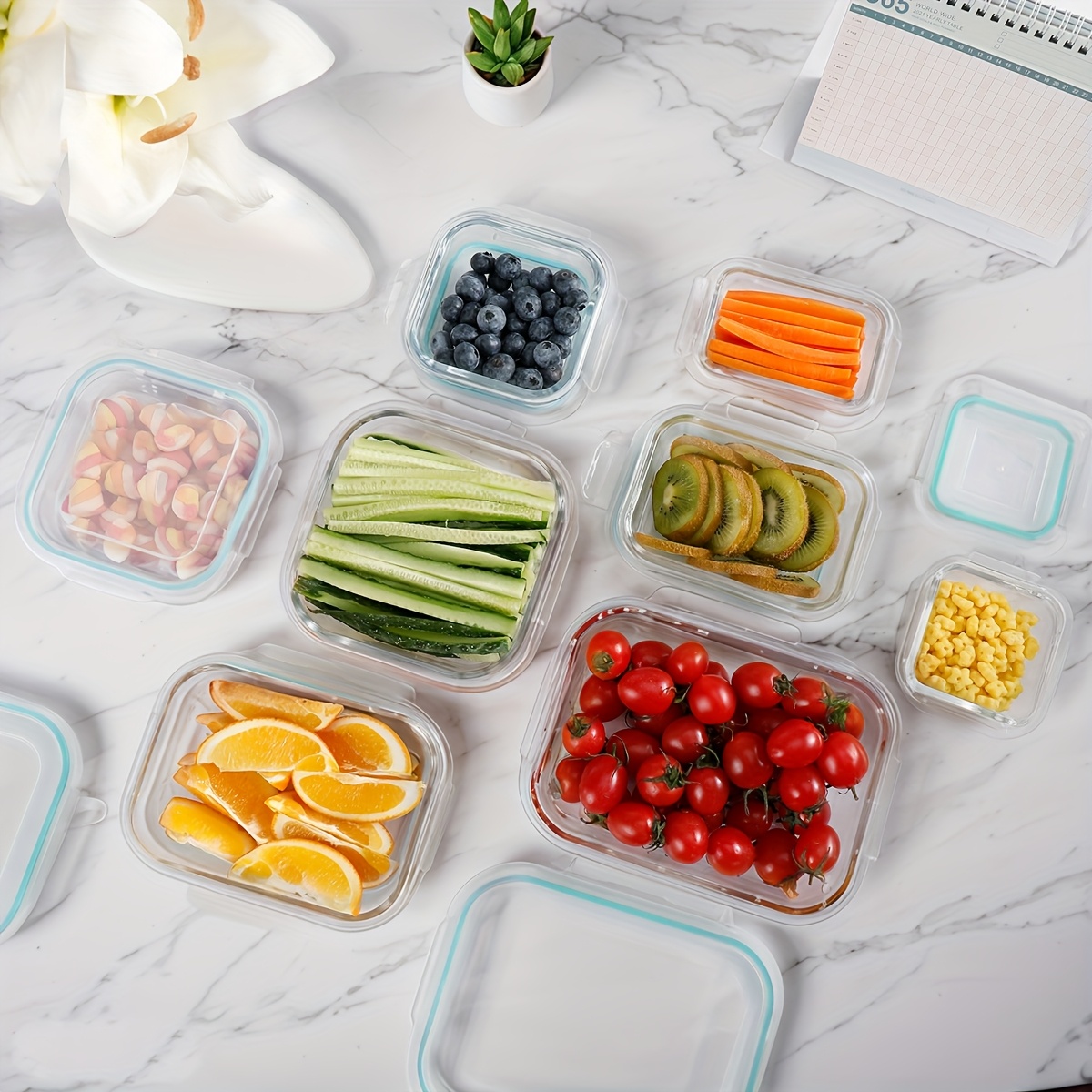 8 16pcs storage containers reusable glass freshness boxes leak proof glassware sets tableware sets for storing fruits vegetables sandwiches and   a day Product details 0